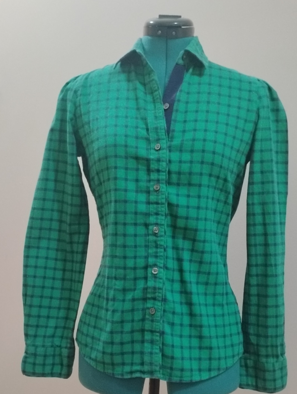Banana Republic Teal Green Plaid Button-Down Shirt